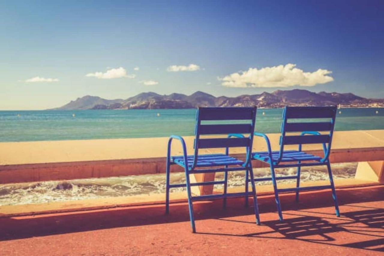 Cannes Plage 2Mn/45M2/Vue Mer/Inernet/Clim/Parking Prive Luaran gambar