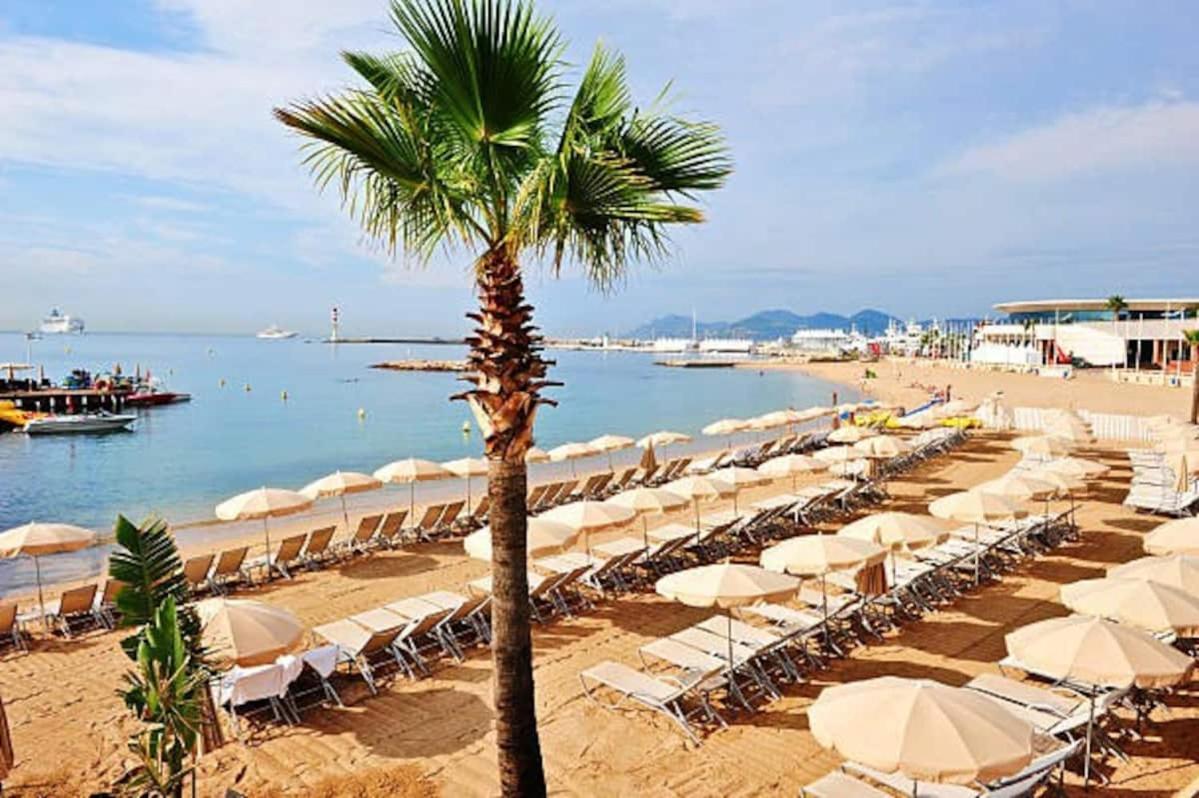Cannes Plage 2Mn/45M2/Vue Mer/Inernet/Clim/Parking Prive Luaran gambar